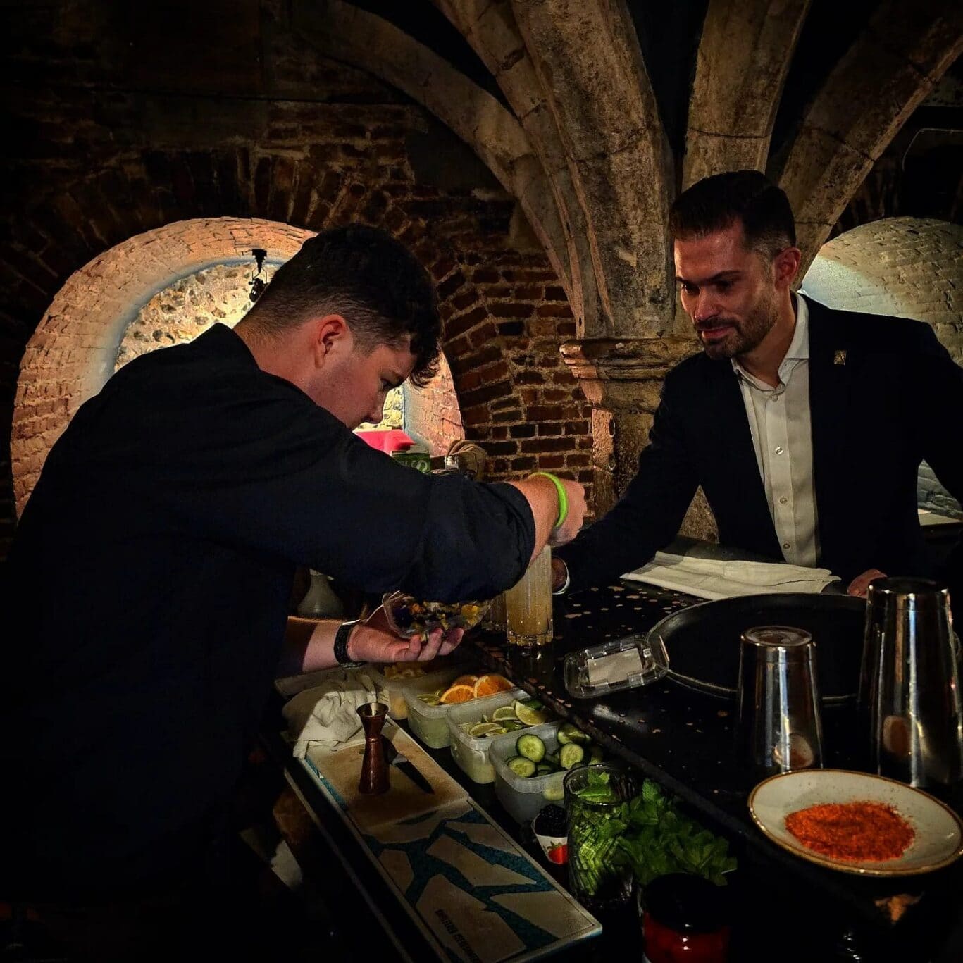 drinks in The Vault at The Angel Hotel